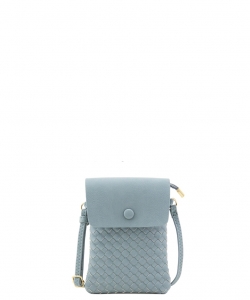 Woven Design Crossbody Bag WU113 BLUE/GRAY